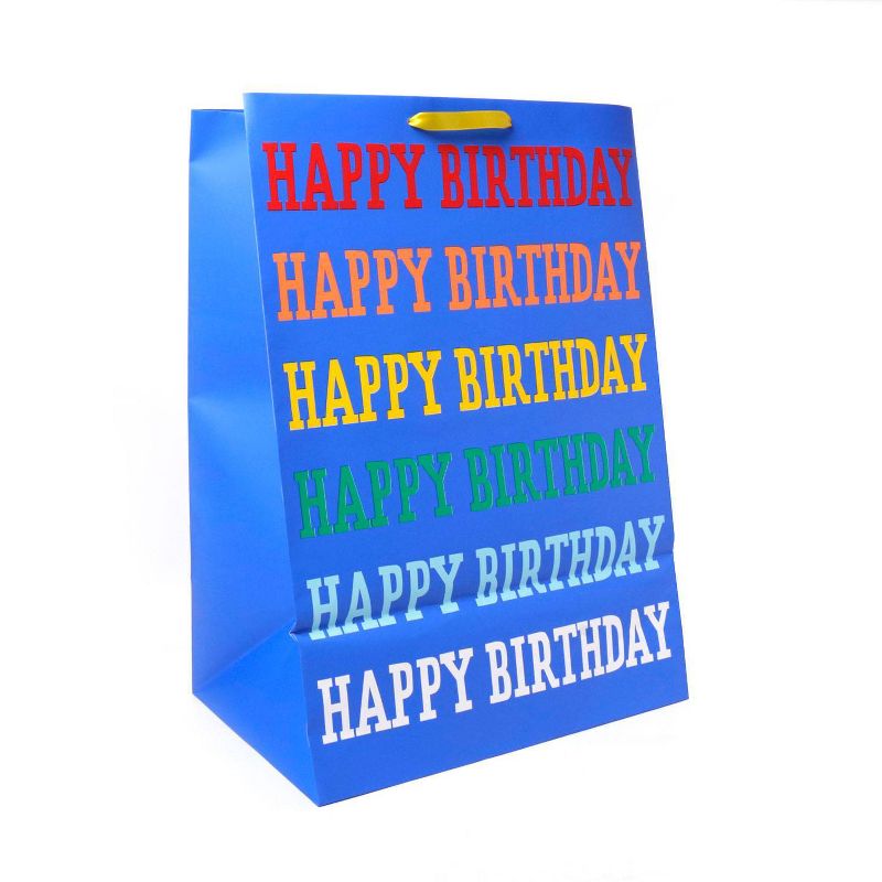 &#39;Happy Birthday&#39; Rainbow Verbiage on Colossal Gift Bag Blue - Spritz&#8482;, 4 of 5