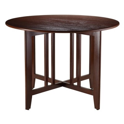 42" Alamo Round Double Drop Leaf Dining Table Wood/Walnut - Winsome