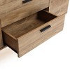 LuxenHome Sideboard Buffet Cabinet with Storage, 59'' Wide Natural Oak Manufactured Wood Accent Console Cabinet with 2-Door and 3-Drawer - 3 of 4