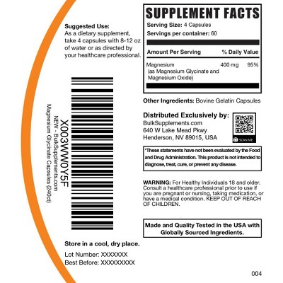 BulkSupplements Magnesium Glycinate Capsules