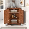 Bathroom Corner Cabinet With Doors Adjustable Shelves, Freestanding Floor Storage Cabinet Furniture For Home Kitchen Bathroom - 2 of 4