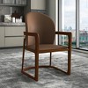 LeisureMod Svelta Leather Dining Chair – Upholstered Mid-Century Modern Accent Arm Chair with Rubberwood Legs for Kitchen or Dining Room Set of 2 - 3 of 4