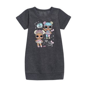 Girls' - LOL Surprise! - LOL Hi Bae! Graphic Short Sleeve Fleece Dress - 1 of 3