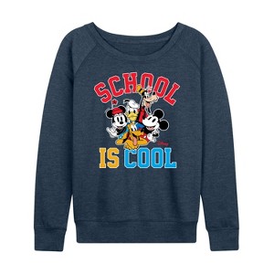 Women's - Disney - School Is Cool Lightweight French Terry Wide Neck Long Sleeve Shirt - 1 of 4