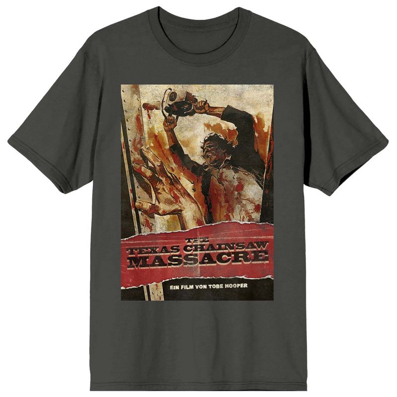 Texas Chainsaw Massacre French Vintage Poster Women's Charcoal T-Shirt, 1 of 4