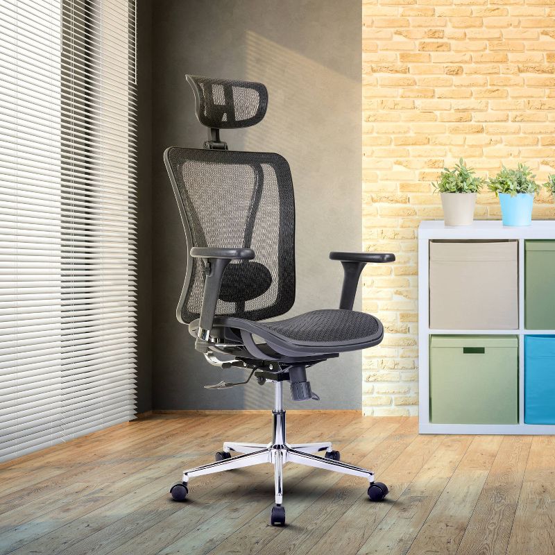 High Back Executive Mesh Office Chair Chrome/Black - Techni Mobili, 3 of 7
