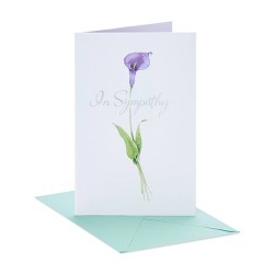 Greeting card of a mauve lotus flower with a message of heartfelt sympathy from 