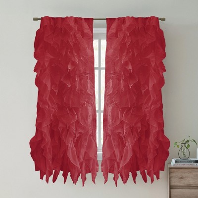Chic Sheer Voile Vertical Ruffled Tier Window Single Panel Curtain by Sweet Home Collection®