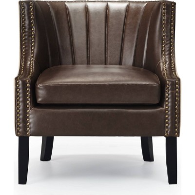 24" Amelie Mid-Century Modern Armchair Dark Brown - Finch