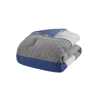 California King Blue Microfiber 7-Piece Bedspread Set