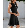 Women's V Neck Ribbed Knit Midi Dress Short Sleeve Button Elegant Bodycon Sweater Dresses - 4 of 4