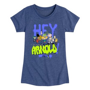 Girls' - Hey Arnold! - Arnold and Gerald Skateboard Fitted Short Sleeve Graphic T-Shirt - 1 of 4