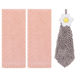 REGALWOVEN 3 Pcs Bathroom Soft and Absorbent Decorative Hand Towel - 1 of 4