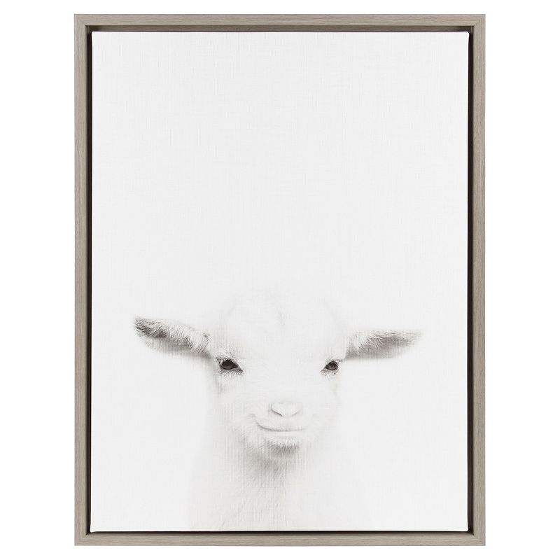 24&#34; x 18&#34; Baby Goat Framed Kids&#39; Canvas Art Gray - Uniek, 1 of 6