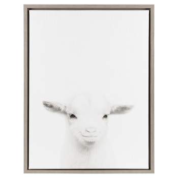 24" x 18" Baby Goat Framed Kids' Canvas Art Gray - Uniek