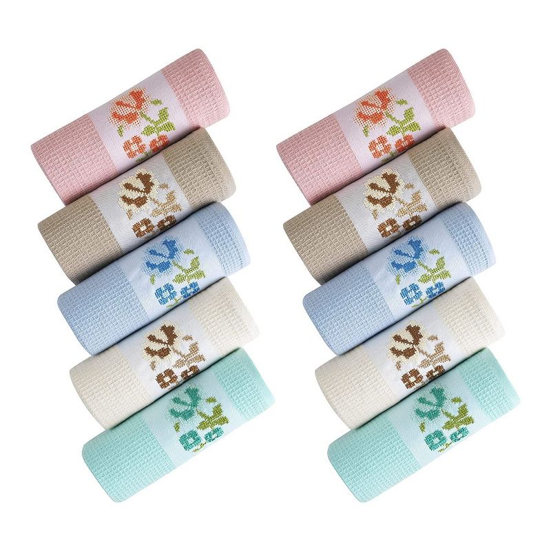 Kafthan Textile Thrive Multicolor Jacquard Solid Cotton Kitchen Towel Set (Set of 10), 1 of 8