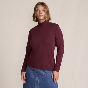 Lands' End Women's Relaxed Cotton Long Sleeve Mock Turtleneck - 1 of 4