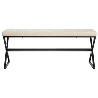 Harper Cream Boucle Upholstered Metal Bench
