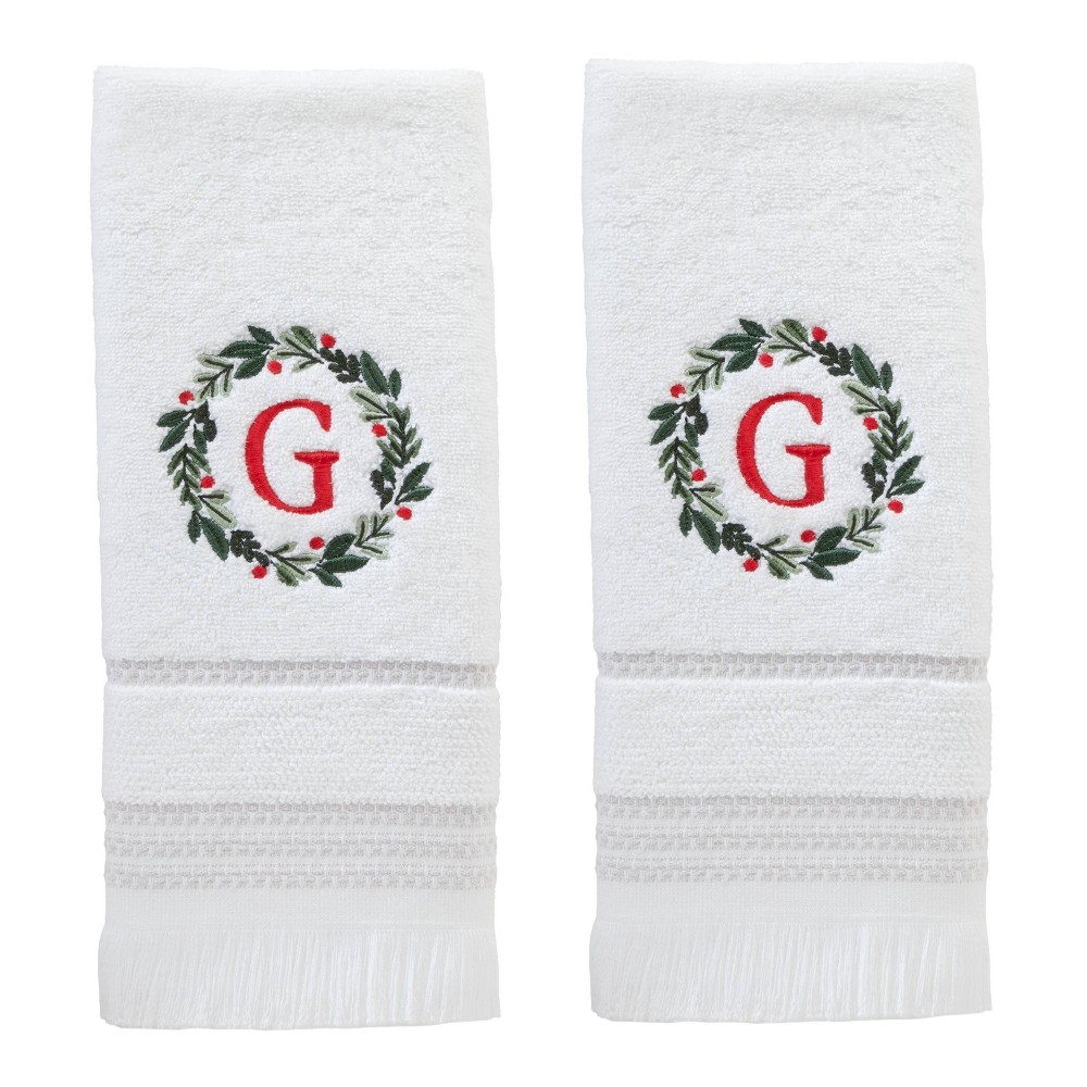 SKL Home 2pk Wreath Monogram Hand Towels "G"