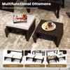 Tangkula Set of 2 Patio PE Rattan Ottomans w/ Soft Zippered Cushions for Deck Outdoor - 3 of 4