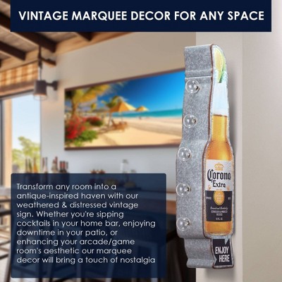 American Art Decor Metal Corona Extra LED Marquee Sign: Vintage Style, Double-Sided, Battery Operated