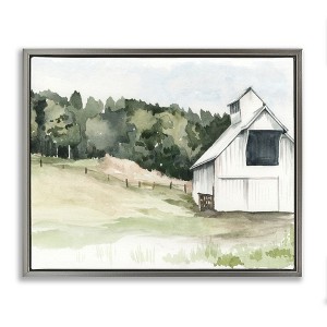 Stupell Industries Quiet Countryside Farmhouse Cottage Green Pasture Floating Frame Canvas Art - 1 of 4