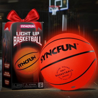 Joyfy Size 7 29.5" Basketball For Kids Teenagers Glow In The Dark LED Light Up for Halloween Glow Party Favors Cool Boy Stuff Toy Gifts Night Games