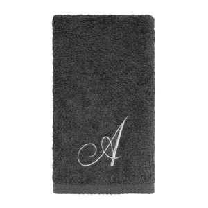 Avanti  Granite with Silver Script Monogram Bath Towel Letter   A - 1 of 3