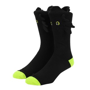 How To Train Your Dragon Toothless Plush Character Heads Adult Black Casual Crew Socks -OSFA - 1 of 4