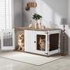 EROMMY Dog Crate Furniture For Small & Medium Dogs, Stylish Wood Dog Crate With Waterproof Top & Roman Columns, Dog Kennel End Table - 2 of 4