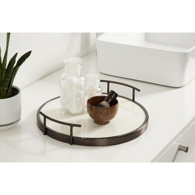 Elegant Round 14'' Bronze Marble Display & Serving Tray