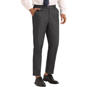 Lars Amadeus Men's Double Pleated Solid Color Slim Fit Dress Pants - 1 of 4