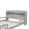 APRILSOUL Wood Full Size Platform Bed with Built-in LED Light, Storage Headboard and Guardrail, White - 4 of 4