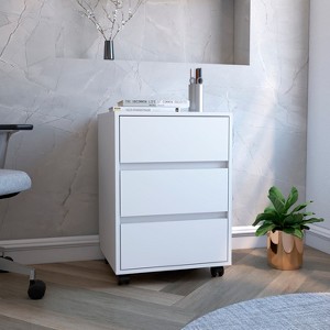 Three Drawers Bang, Filing Cabinet, Roller Blade Glide, White Finish - 1 of 1