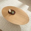 47" Oval Drum MDF Wood Coffee Table, Modern MDF Pedestal Coffee Table with Handcrafted Texture, Wood Coffee Table for Living Room-Coolbibila - 3 of 4