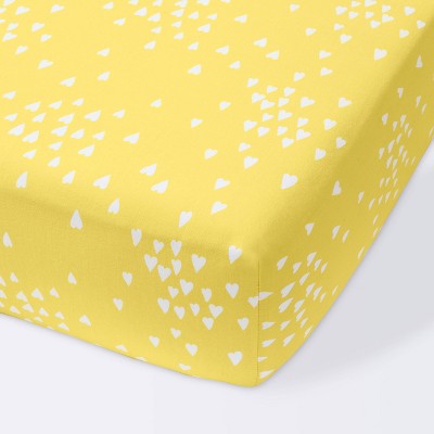 Fitted Crib Sheet Hearts Yellow - Cloud Island™ Yellow