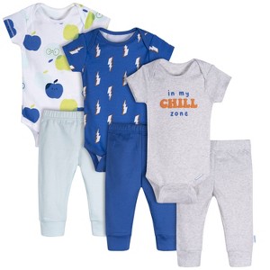 Onesies Brand Baby Boys' 6-Piece Onesies Bodysuits and Active Pant Set, Chill Zone - 1 of 4