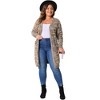 Agnes Orinda Women's Plus Size Contrast Color Open Front Long Sleeve with Pockets Cardigans - 3 of 4