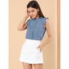 INSPIRE CHIC Women's Ruffled Curved Hem Business Office Vintage Sleeveless Blouse - 2 of 4