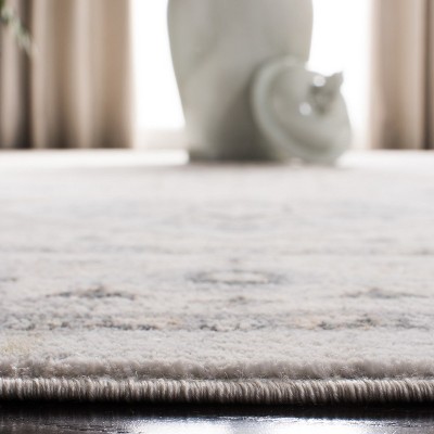 Light Grey and Grey Synthetic Hand-Knotted Rectangular Rug, 4' x 6'