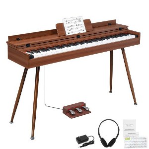 Karl Home 88 Key Standard Full Weighted Keyboards Digital Piano in Brown with Metal Stand - 1 of 4