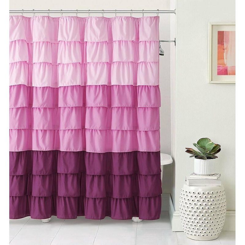 GoodGram Montauk Accents Home Gypsy Ombre Ruffled Fabric Shower Curtain - Standard Length, 1 of 2