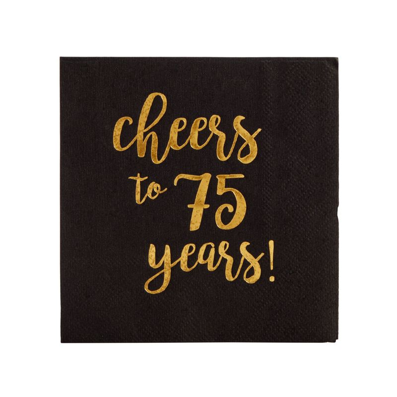 Sparkle and Bash 50 Pack 75 Birthday Party Cocktail Napkins, Cheers to 75 Years (5 x 5 In), 5 of 10