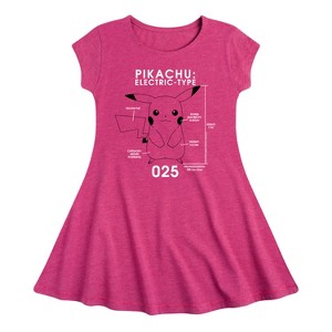 Girls' - Pokémon - Pikachu Pokedex Fit & Flair Cap Sleeve Dress - 1 of 3