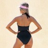 Women's Plunging Neckline Ruched Textured One-Piece Swimsuit - Cupshe - 2 of 4