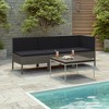 vidaXL 3-Piece Outdoor Patio Lounge Set - Poly Rattan Lounge Set with Cushions - Weather-Resistant and Powder-Coated Steel Frame - Gray Color. - 2 of 4