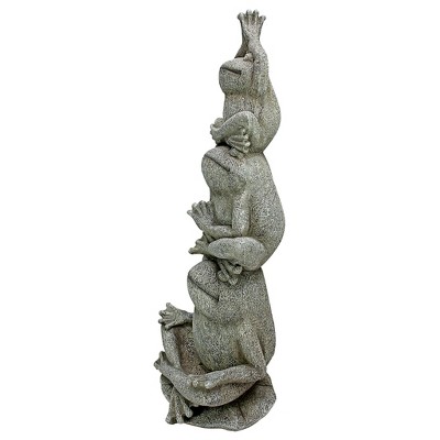 Gray Stone Resin Tower of Yoga Frog Garden Statue