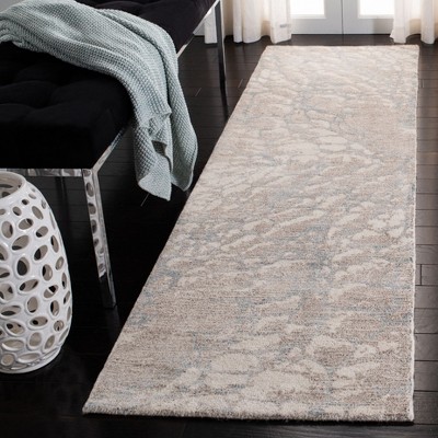 Light Brown and Ivory Hand-Tufted Wool Runner Rug