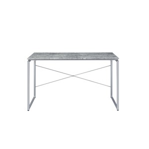 INFURNIC Writing Desk Industrial Desk with Faux Concrete Top and Silver Metal Sled Base Back Open for Office, Grey, 22"*47"*28" - 1 of 4