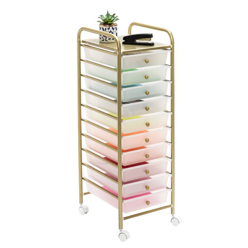 Honey-Can-Do 10 Drawer Rolling Cart Gold, 1 of 10